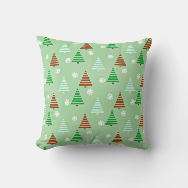 Christmas Tree Pattern Throw Pillow (Front)