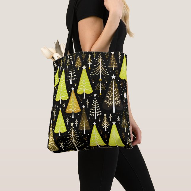 Christmas Tree Pattern Tote Bag (Close Up)