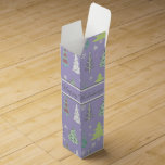 Christmas Tree Pattern Violet and Lime ID175 Wine Gift Box<br><div class="desc">This beautiful wine box features an offset pattern of Christmas trees of all different styles in modern colours of violet,  lime green and white. A template is provided for you to add your own favourite holiday greeting,  name or other text. Search ID175 to see other products with this design.</div>