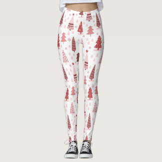 Christmas Tree Pattern White Leggings