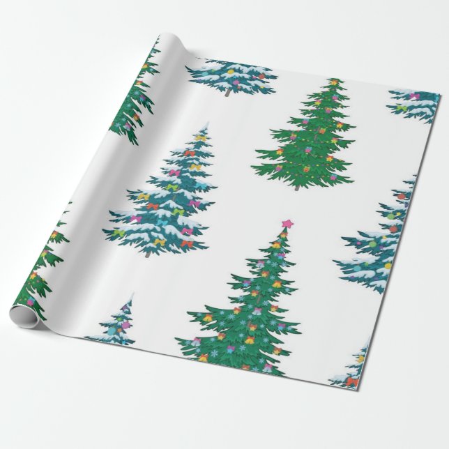Christmas tree pattern wrapping paper (Unrolled)
