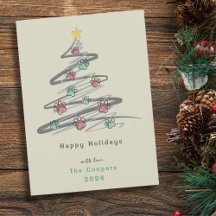 Christmas Tree Paw Print Ornament Holiday Card