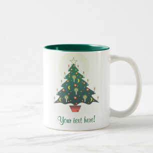 christmas tree - personalised Two-Tone coffee mug