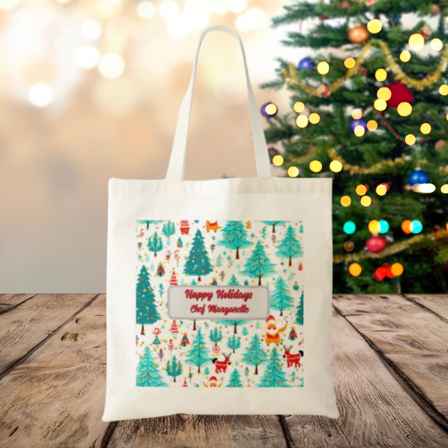 Christmas Tree Personalized Chef Gift Tote Bag (Creator Uploaded)