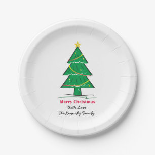 Christmas Tree Personalized Family Christmas Paper Plate