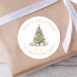 Christmas Tree Personalized Gift And Envelope<br><div class="desc">This holiday season, dress up your gifts and cards with a touch of luxury and style. Our personalized stickers feature a modern Christmas tree adorned with golden baubles and presents, and are personalized with your family name for an extra special festive feel. Add a luxurious touch to your Christmas celebration...</div>
