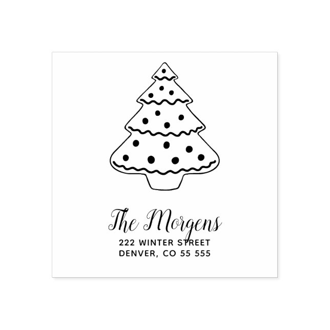 Christmas tree personalized return address rubber stamp (Imprint)