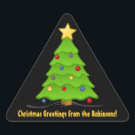 Christmas Tree  Personalized Triangle Stickers<br><div class="desc">Add your names,  and any other special text to this elegant label.  Perfect as a gift tag label,  or for any purpose. Celebrate in class and style!</div>