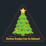 Christmas Tree  Personalized Triangle Stickers<br><div class="desc">Add your names,  and any other special text to this elegant label.  Perfect as a gift tag label,  or for any purpose. Celebrate in class and style!</div>