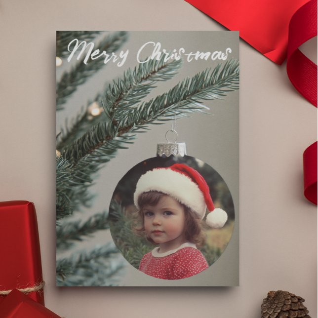 Christmas Tree Photo Ornament Personalized Custom Card (Creator Uploaded)