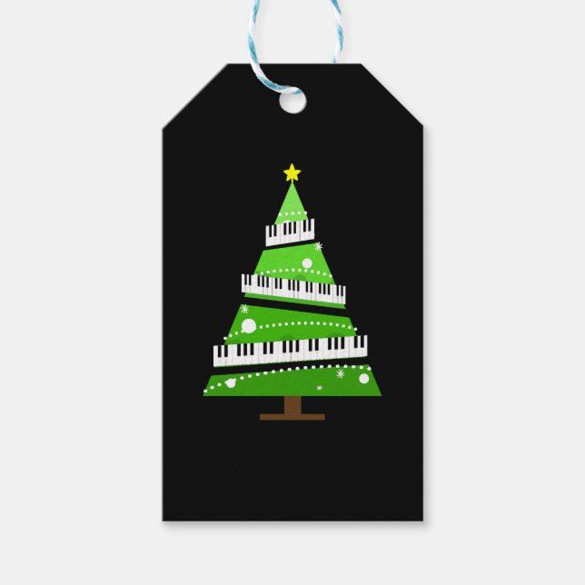 Christmas Tree Piano Teacher Gift Tags (Front)