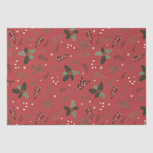 Christmas Tree Pine Branch Holly Berry Mistletoe Tissue Paper