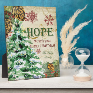 Christmas Tree Pine Cone Hope Snowflake Collage Plaque