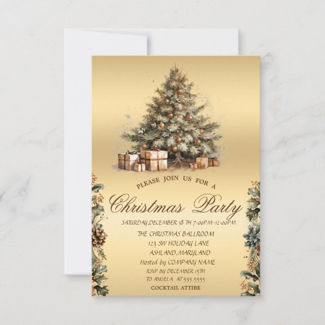 Christmas Tree,Pine cones Christmas Company  Invitation (Front)