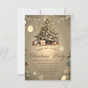 Christmas Tree,Pine cones Stars Christmas Company  Invitation
