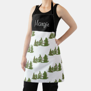 Christmas Tree Pine Doodle Art Apron