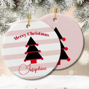 Christmas Tree Pink Black Red Modern Ceramic Ornament