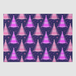 Christmas Tree Pink Blue Pattern Design  Tissue Paper