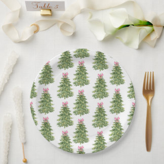 Christmas Tree Pink Christmas Party Paper Plate