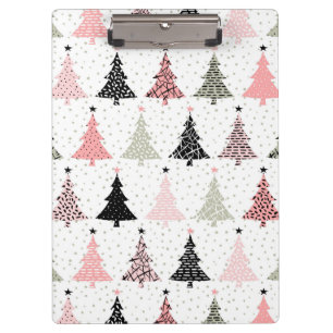 Christmas Tree Pink & Green with White Background Clipboard