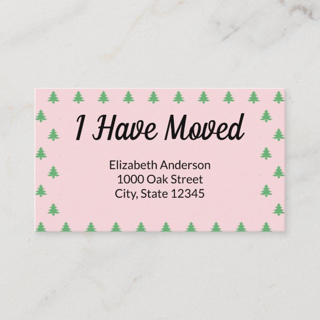 Christmas Tree Pink Holiday Moving Announcement (Front)