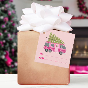Christmas Tree Pink RV Camper To From Pink Favour Tags