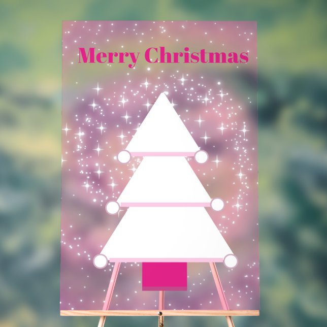 Christmas Tree Pink Snowflakes Acrylic Sign (Neutral)