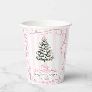 Christmas Tree Pink Winter Baby Shower Paper Cups