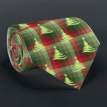 Christmas Tree Plaid Forest Green Single-Sided Tie<br><div class="desc">Forest green with red and lime colorway.  Inspired by the retro advertising art from the fifties and sixties,  this Christmas tree design is combined with lots of rows of coloured checks to create this unique plaid holiday necktie. These designs come in several colorways.</div>