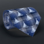Christmas Tree Plaid Navy Blue Two-Sided Tie<br><div class="desc">Navy blue with silver and grey colorway.  Inspired by the retro advertising art from the fifties and sixties,  this Christmas tree design is combined with lots of rows of coloured checks to create this unique plaid holiday necktie. These designs come in several colorways.</div>