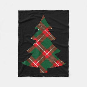 Christmas Tree Plaid Pattern Red Green Holiday For Fleece Blanket