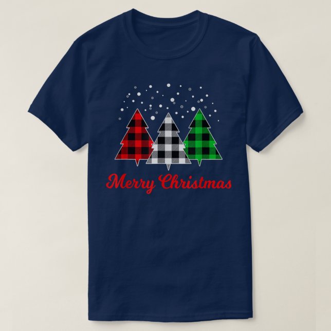 Christmas Tree Plaid Red Green White Tree Merry Xm T-Shirt (Design Front)
