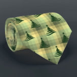 Christmas Tree Plaid Sage Green Two-Sided Tie<br><div class="desc">Sage green with forest,  olive and yellow colorway.  Inspired by the retro advertising art from the fifties and sixties,  this Christmas tree design is combined with lots of rows of coloured checks to create this unique plaid holiday necktie. These designs come in several colorways.</div>