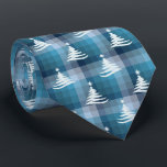 Christmas Tree Plaid Teal & Denim Blue Two-Sided Tie<br><div class="desc">Teal with denim and ice blues colorway.  Inspired by the retro advertising art from the fifties and sixties,  this Christmas tree design is combined with lots of rows of coloured checks to create this unique plaid holiday necktie. These designs come in several colorways.</div>