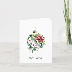 Christmas Tree Poinsettia Bobble Photo Holiday Card