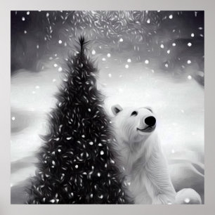 Christmas Tree & Polar Bear Poster