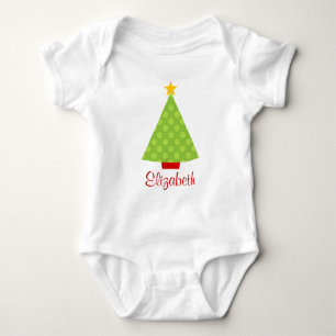 Christmas Tree Polka Dots Kids Personalized Baby Bodysuit