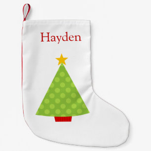 Christmas Tree Polka Dots Kids Personalized Small Christmas Stocking