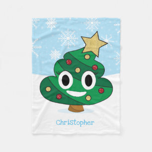 Christmas Tree Poop Emoji Fleece Blanket