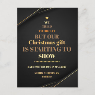 Christmas Tree Pregnancy Announcement Gold Postcard