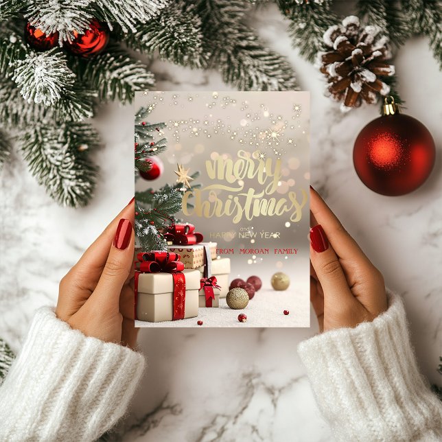 Christmas Tree Presents Bokeh Holiday Card (Creator Uploaded)