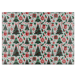 Christmas tree, presents, candy cane cutting board