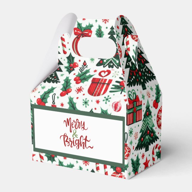 Christmas tree, presents, candy cane favor box (Front Side)