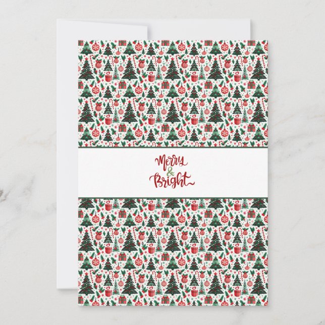 Christmas tree, presents, candy cane holiday card (Front)