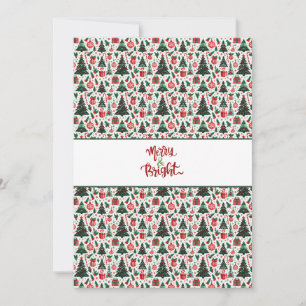 Christmas tree, presents, candy cane holiday card
