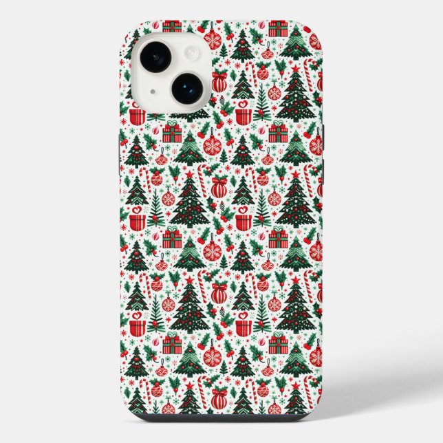 Christmas tree, presents, candy cane iPhone case (Back)