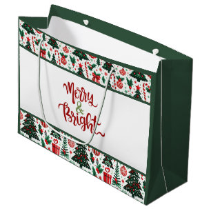 Christmas tree, presents, candy cane large gift bag