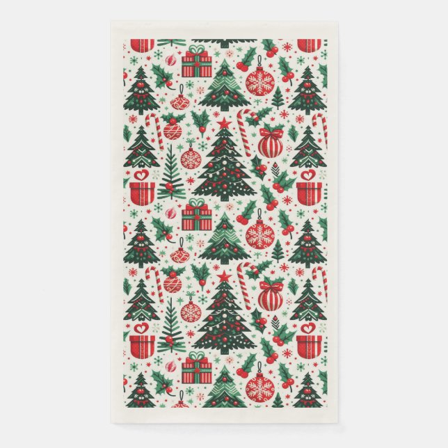 Christmas tree, presents, candy cane napkin (Front)