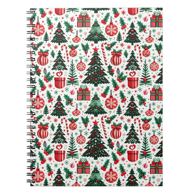 Christmas tree, presents, candy cane notebook (Front)