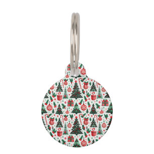 Christmas tree, presents, candy cane pet tag